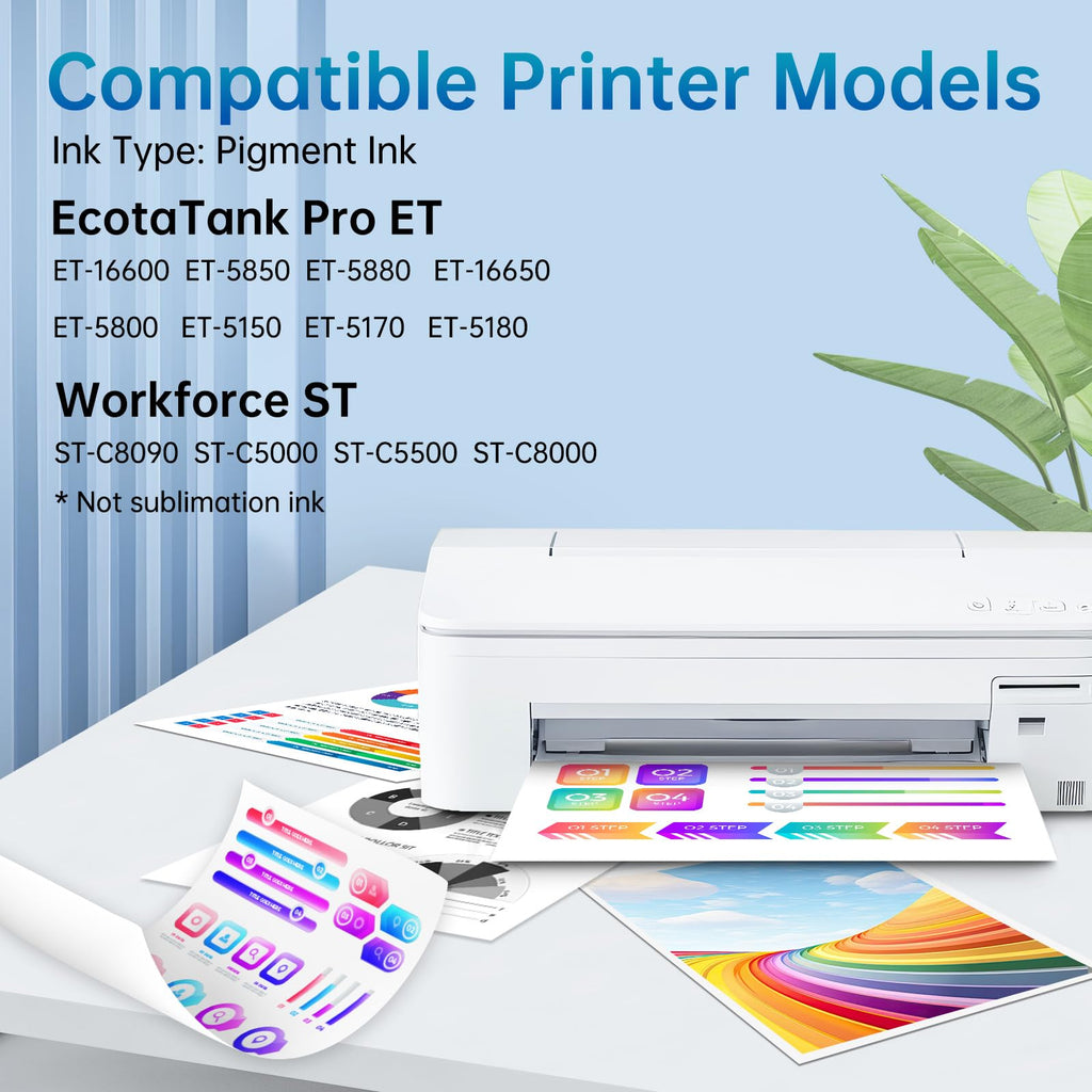 Compatible Ink Refill Bottles Replacement for Epson T542 Ink (5-Pack)