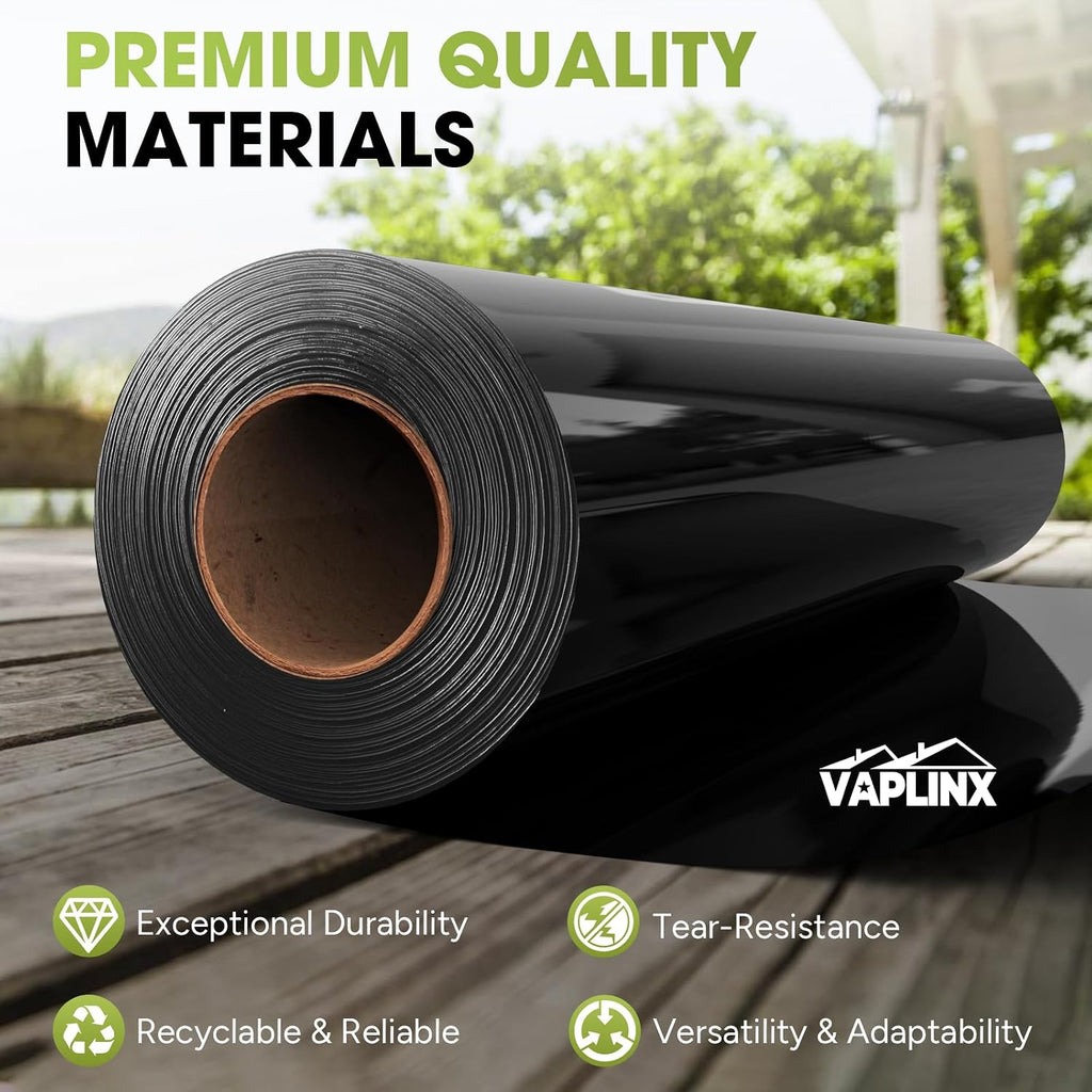 10 Mil Black Plastic Sheeting 5x100 FT – UV Protection Poly Sheeting Polyethylene Film, Black Plastic Rolls for