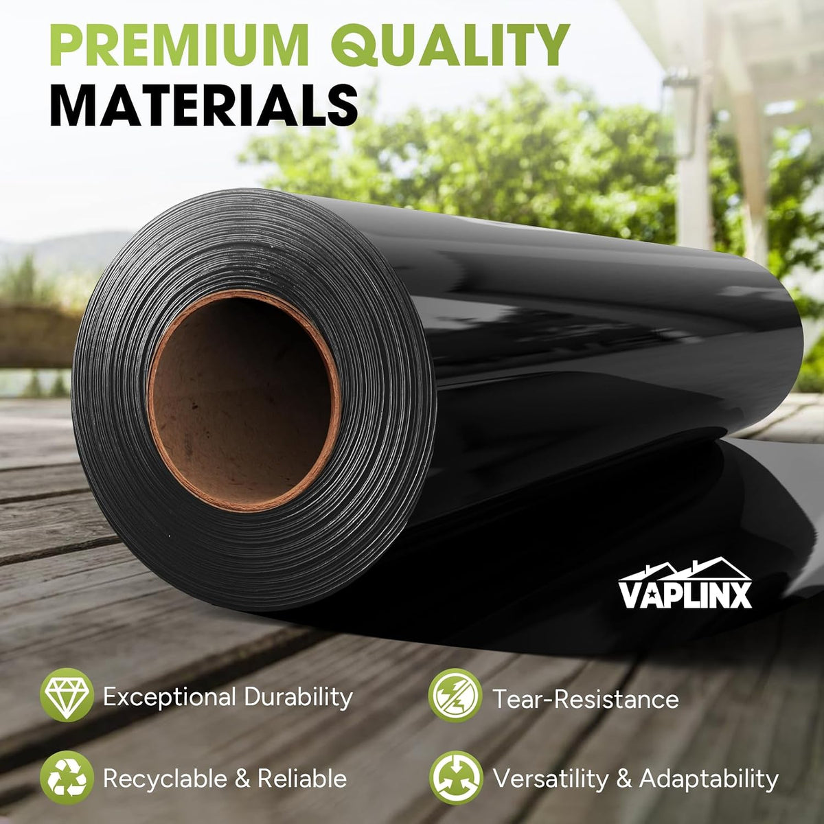 10 Mil Black Plastic Sheeting 5x100 FT – UV Protection Poly Sheeting Polyethylene Film, Black Plastic Rolls for