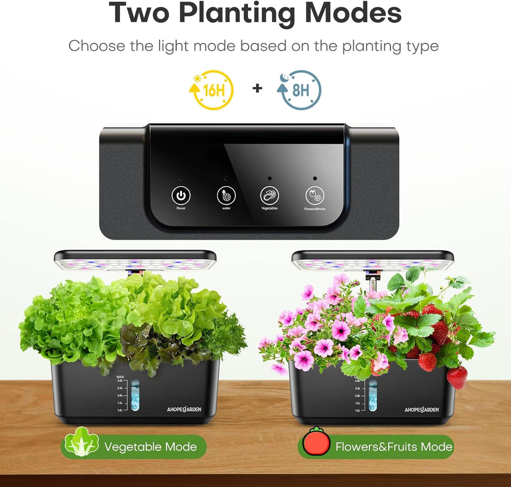Indoor Garden Hydroponics Growing System: 10 Pods Plant Germination Kit Herb Vegetable Growth Lamp Countertop with