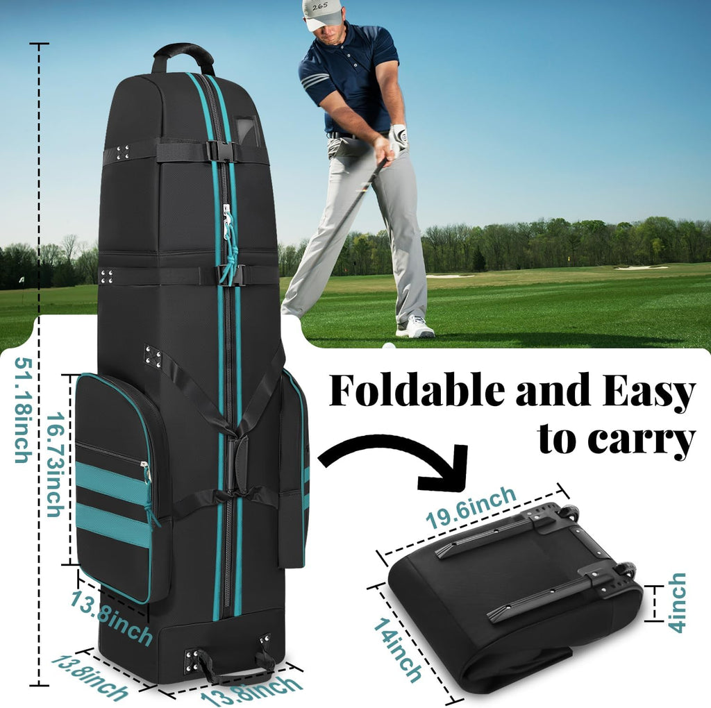 Golf Travel Bag with Wheels, Outdoors Heavy Duty 900D Polyester Waterproof Travel Golf Bags, Golf Travel Bags for