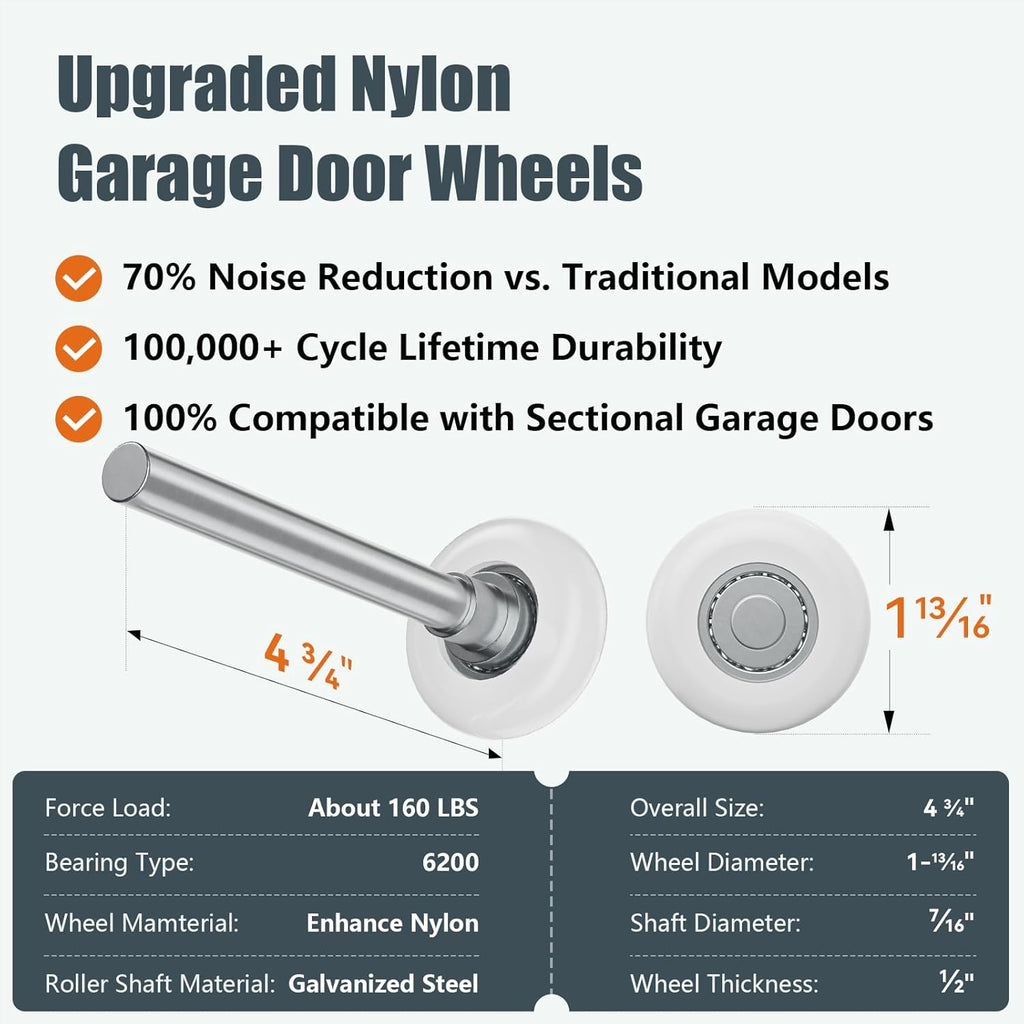 Garage Door Hinges and Rollers for 8' Height Garage Doors, Garage Door Hardware Kit Include Hinges, Rollers, Top