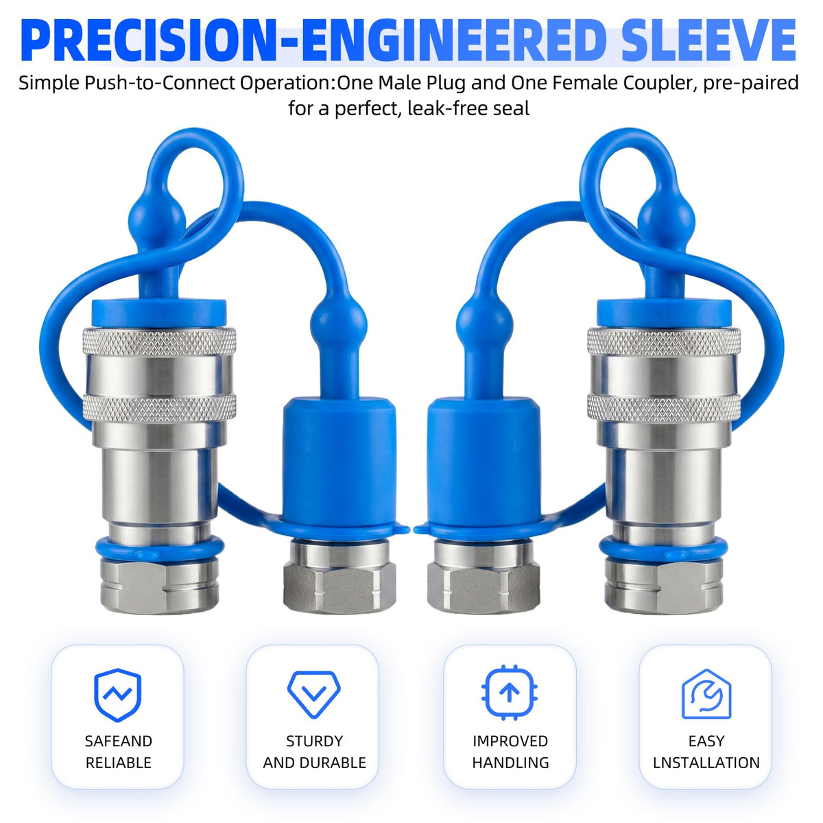 Cplbrb 1/4" Hydraulic Quick Connect Couplers Set Ag ISO 7241-B w/Dust Cap