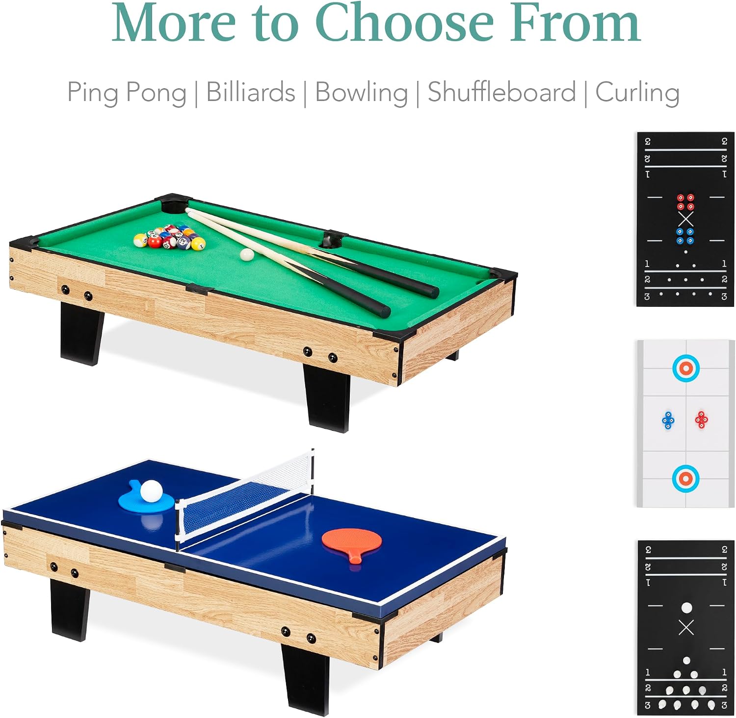 11-in-1 Kids Combo Game Table Set w/Ping Pong, Foosball, Air Hockey, Shuffleboard, Bowling, 5 Accessory Bags