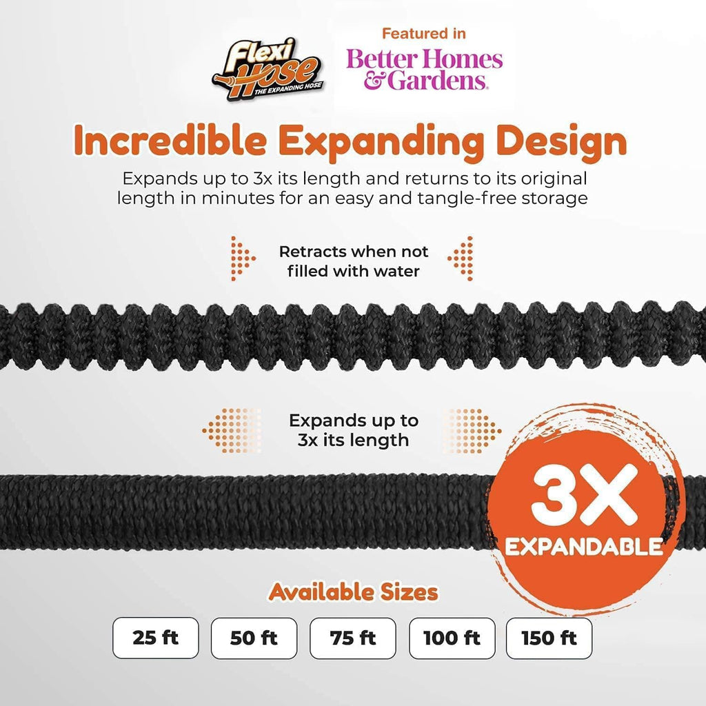 Plus Expandable Garden Hose with 8 Function Nozzle, 100FT - Lightweight Retractable Garden Hose, Water Hose - No-Kink