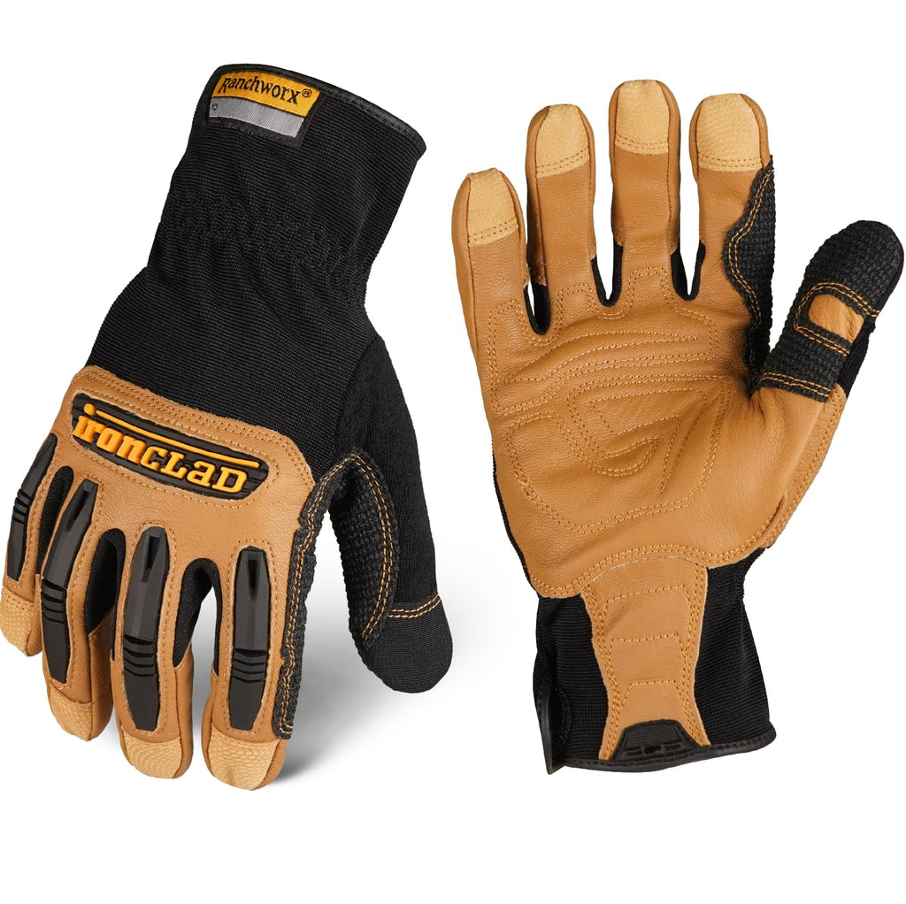 Ranchworx Work Gloves RWG2, Premier Leather Work Glove, Performance Fit, Durable, Machine Washable, (1 Pair)