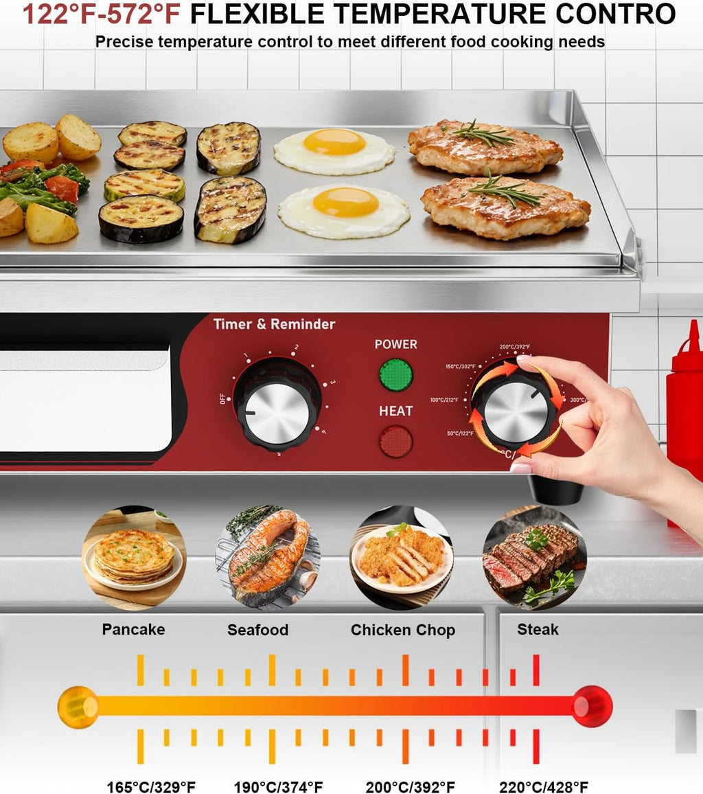 14"x11.8" Commercial Electric Griddle with 5 Minute Reminder Timer