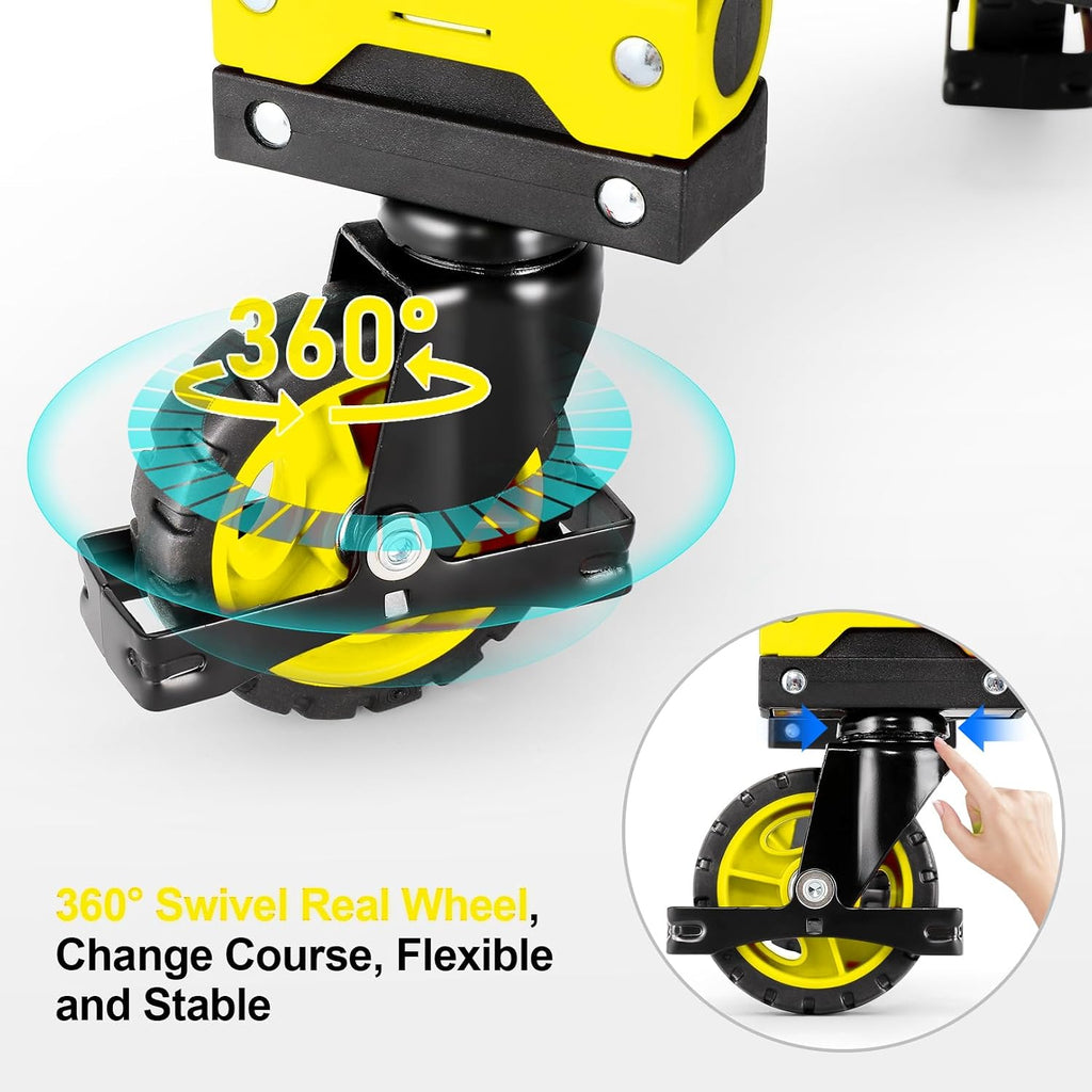 2-in-1 Foldable Hand Truck Dolly,330lb Cart Retractable,4& 2 Wheel,Yellow | Aluminum alloy,5in flat-free rubber