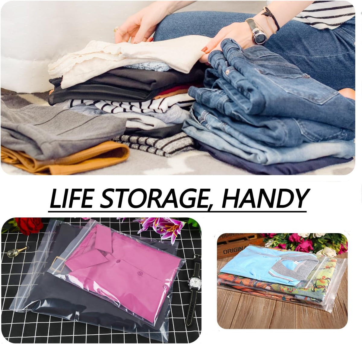 Large Heavy Duty Plastic Bags 12x18"/30x40cm 80pcs Resealable Bags 6.3mil/(Thicken) Clear Plastic Bag Poly Bag for