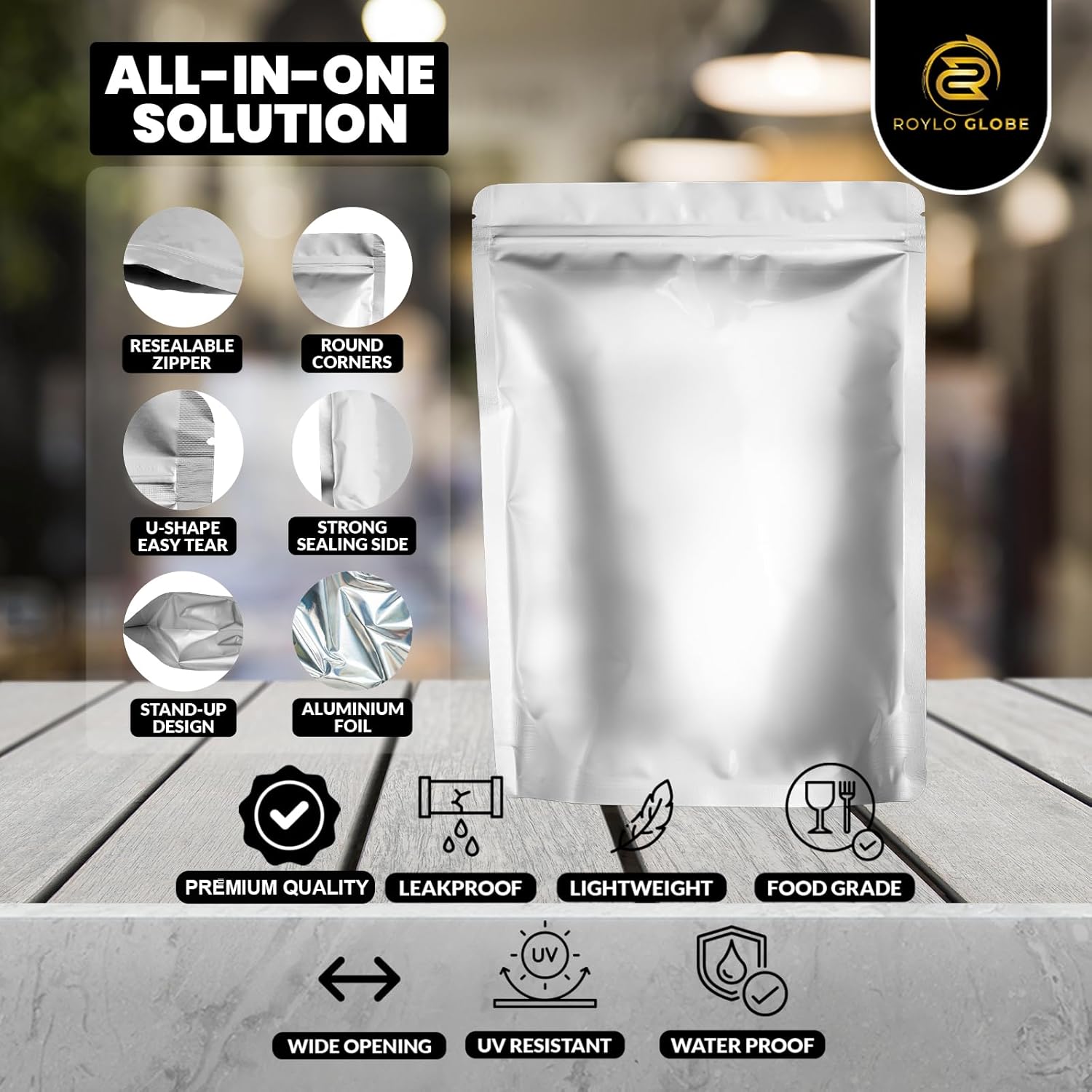 160 Mylar Bags with 160 Oxygen Absorbers-196 Labels & Stand-Up Reusable | 4 Sizes Smell Proof Airtight Resealable
