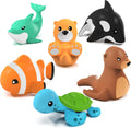 Marine Mold Free Bath Toys, 6 Pack | Sealed, No Hole Bath Toys Design Keeps Moisture Out | Soft, Squeezable & Float