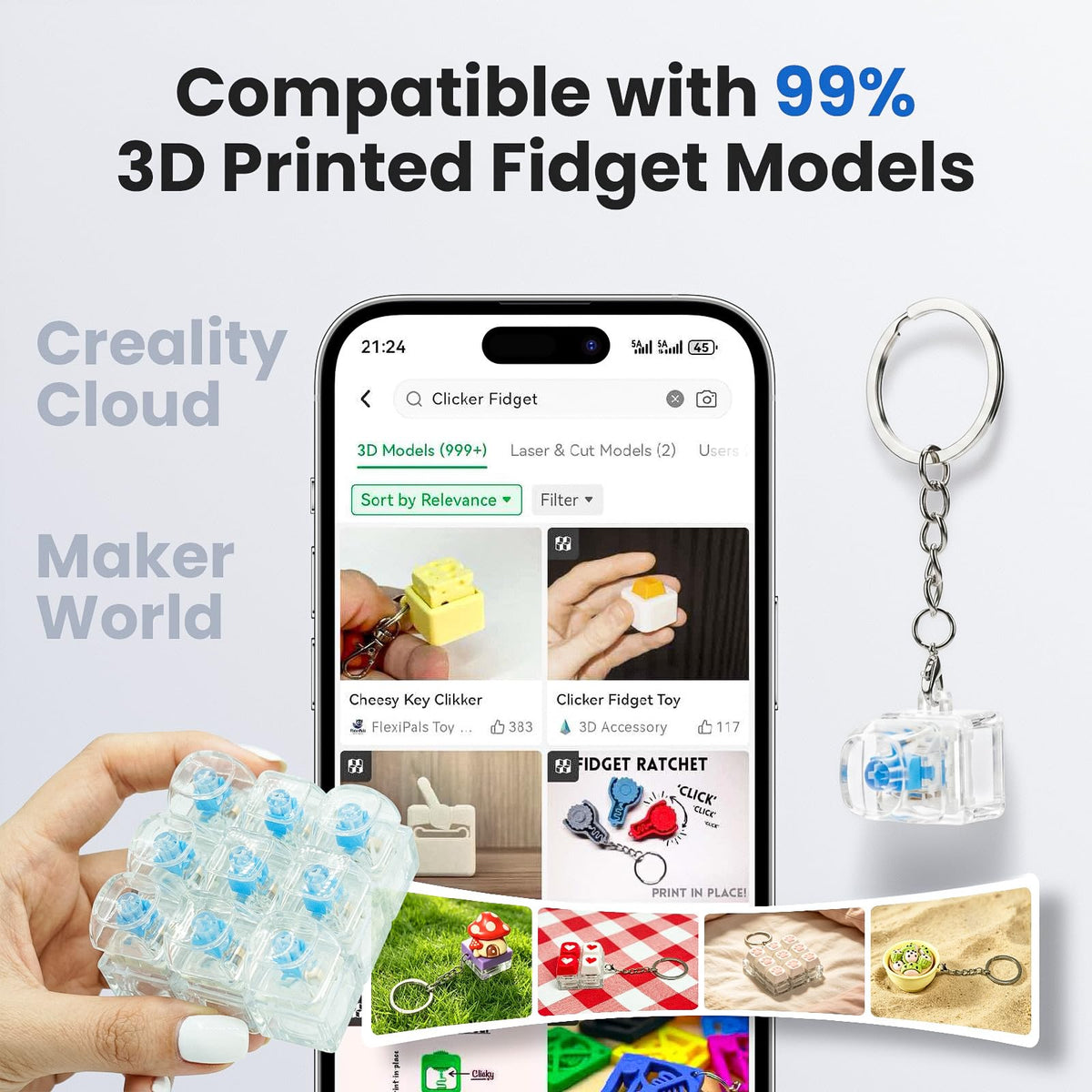 200 Clickers for 3D Prints,3-Pin Mechanical Keyboard Switches Replacement