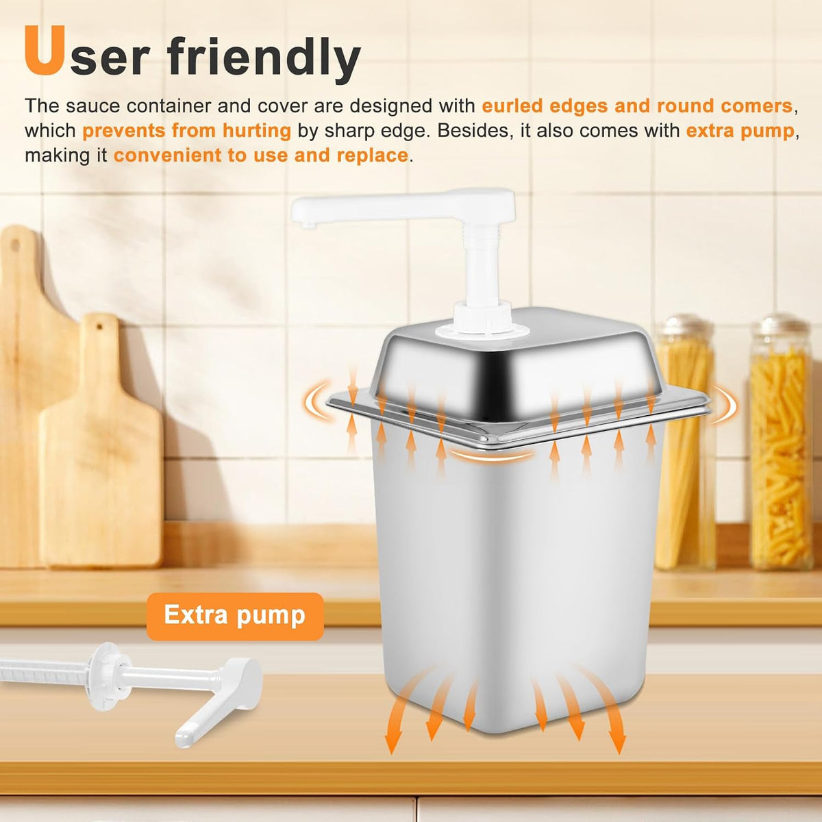 3.4Quart Sauce Pump Dispenser Stainless Steel Condiment Dispenser Pump Station Pump Dispenser for Syrup Ketchup