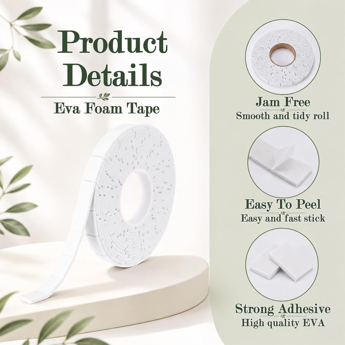 2 Roll Precut Double Sided Foam Tape 7/10X1/2 Inch Approx 330 Pcs