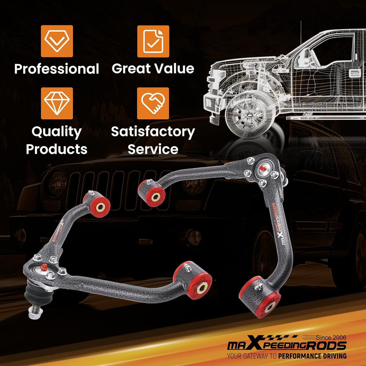 maXpeedingrods 1-4" Lift Front Upper Control Arms for Jeep Liberty 02-07