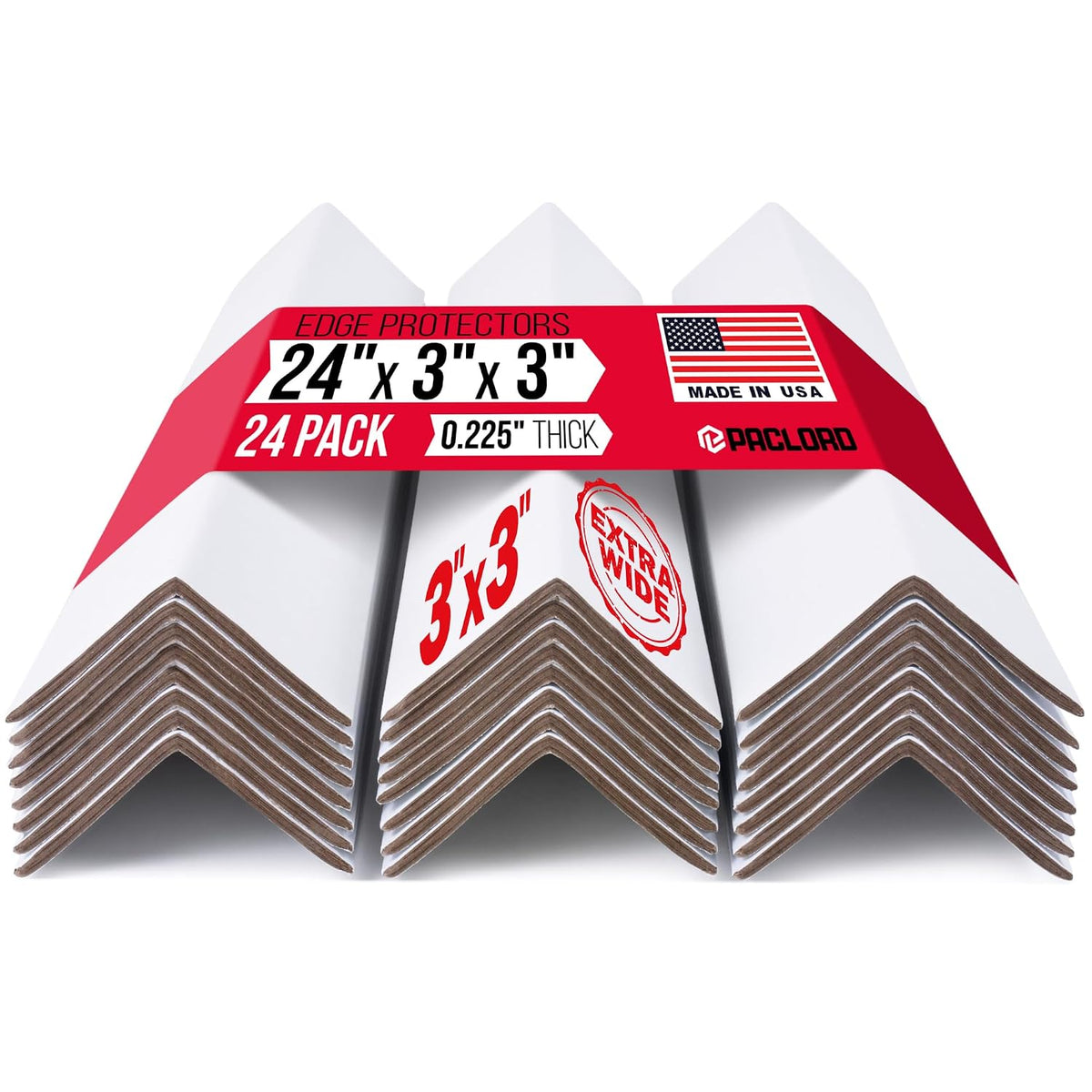 Extra-Wide 24" x 3" x 3" Reinforced Cardboard Edge Protectors