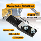 6 Pcs Digging Bucket Teeth with Flex Pins Kit Aperture 0.39in