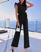 Dressy Jumpsuits For Women Cap Sleeve Wide Leg Romper