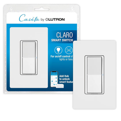 Caseta Claro Smart Switch & Wallplate for LED Lights (Smart Hub Req) | For Caseta systems, smart switch for any