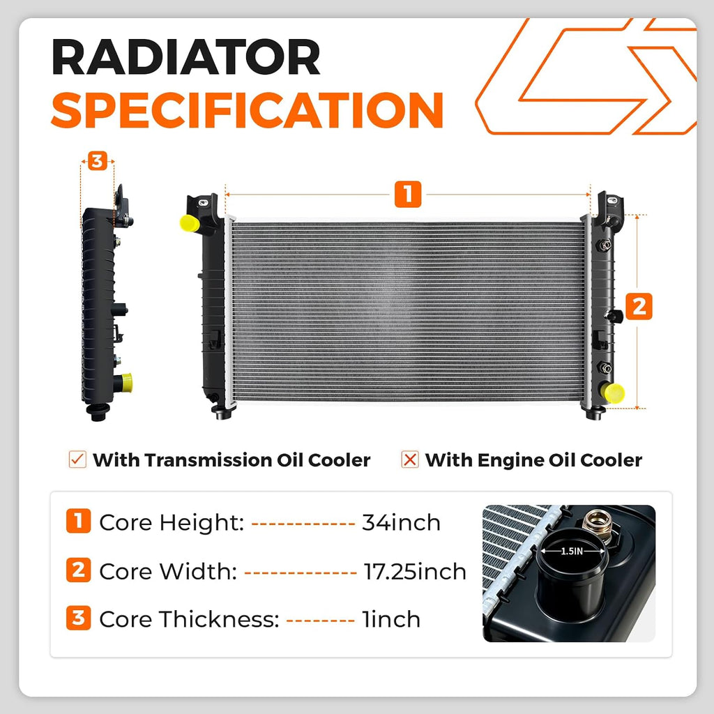 CU2423 Radiator for Chevy Silverado Suburban Tahoe GMC Sierra