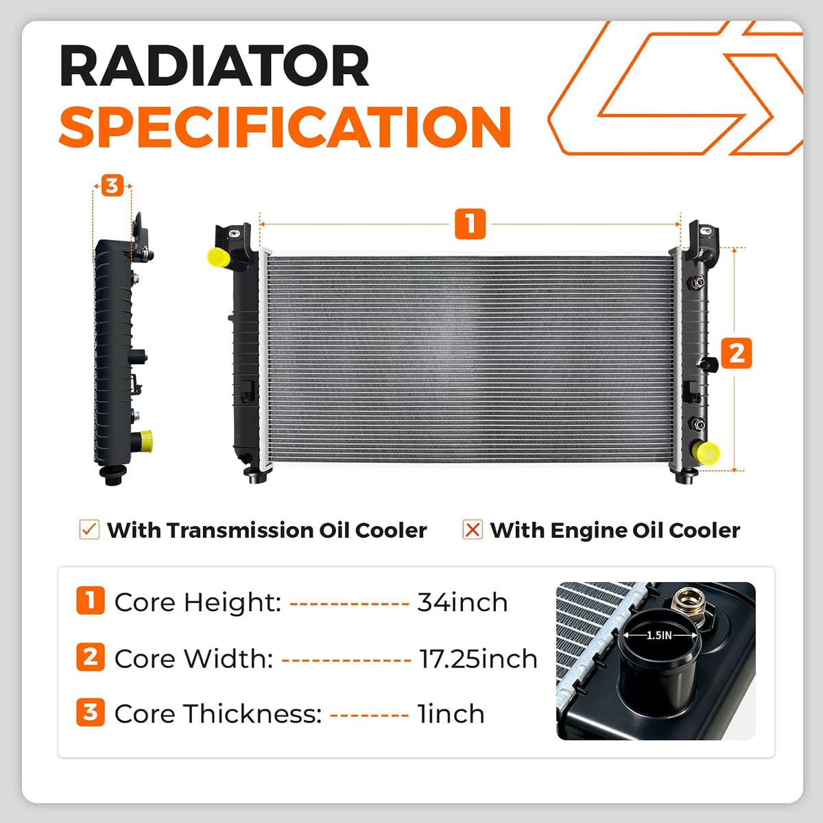CU2423 Radiator for Chevy Silverado Suburban Tahoe GMC Sierra