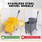 21 Quart Compact Mop Bucket with Wringer on Wheels for Cleaning