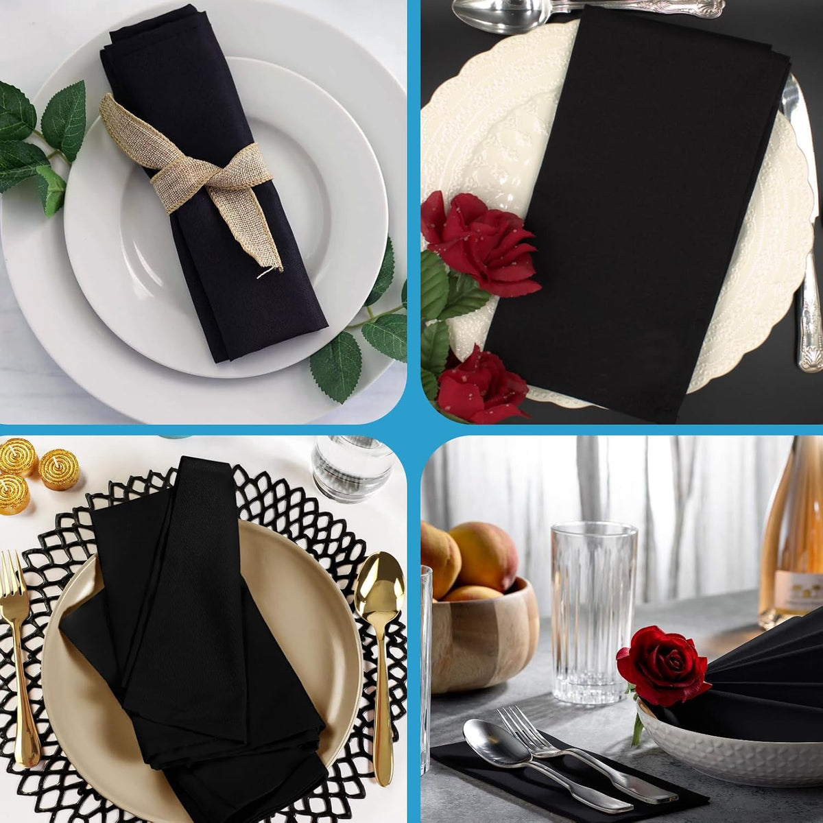 Perfectware 2 Ply Black Dinner Napkin Pack of 125