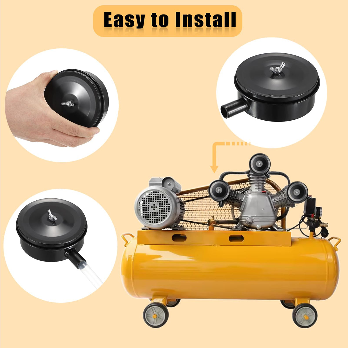 OwnMy 1 Set Air Compressor Silencer with 3 Air Compressor Intake Filters