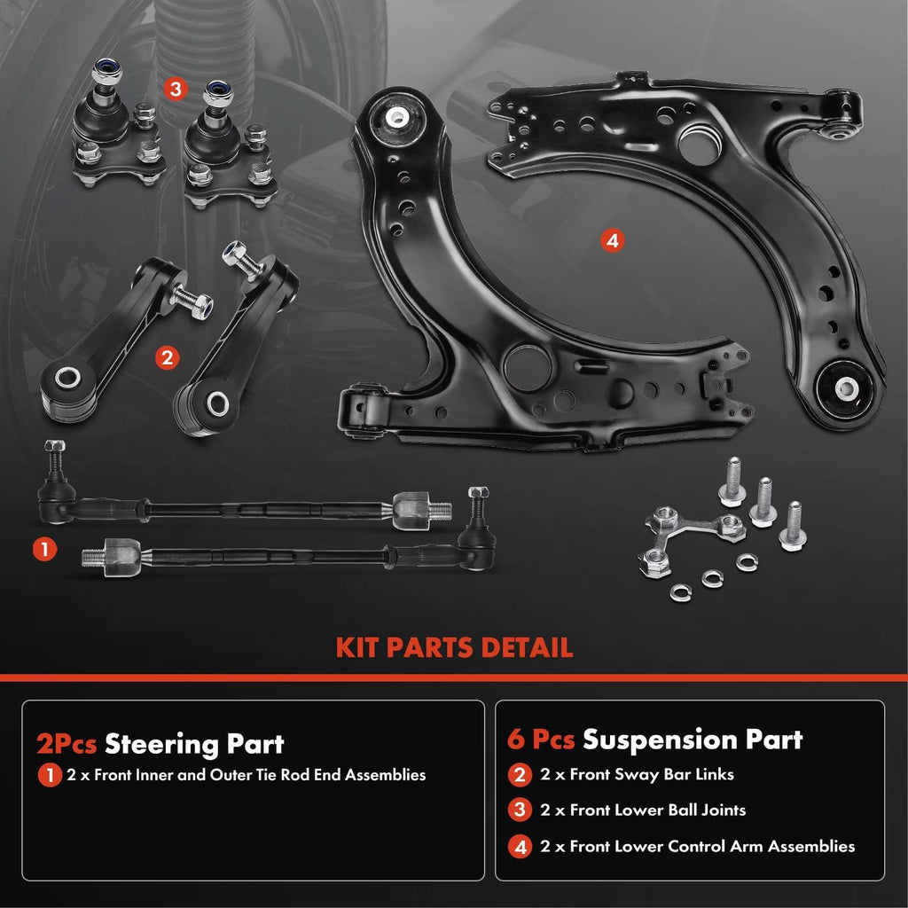 A-Premium 6Pcs Front Suspension Kit, Lower Control Arm with Ball Joint