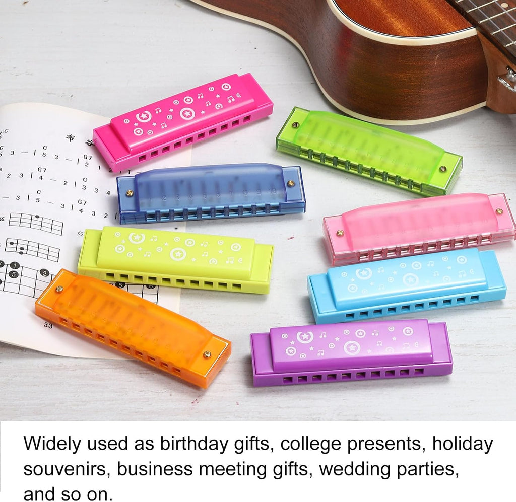 Clearly Colorful Translucent Harmonica 10 Holes Pink ABS Harp Mouth with PVC Box for Educational Musical Instruments