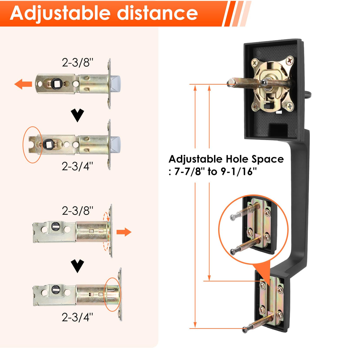 Black Front Door Lock Set, Front Door Handle and Deadbolt Set