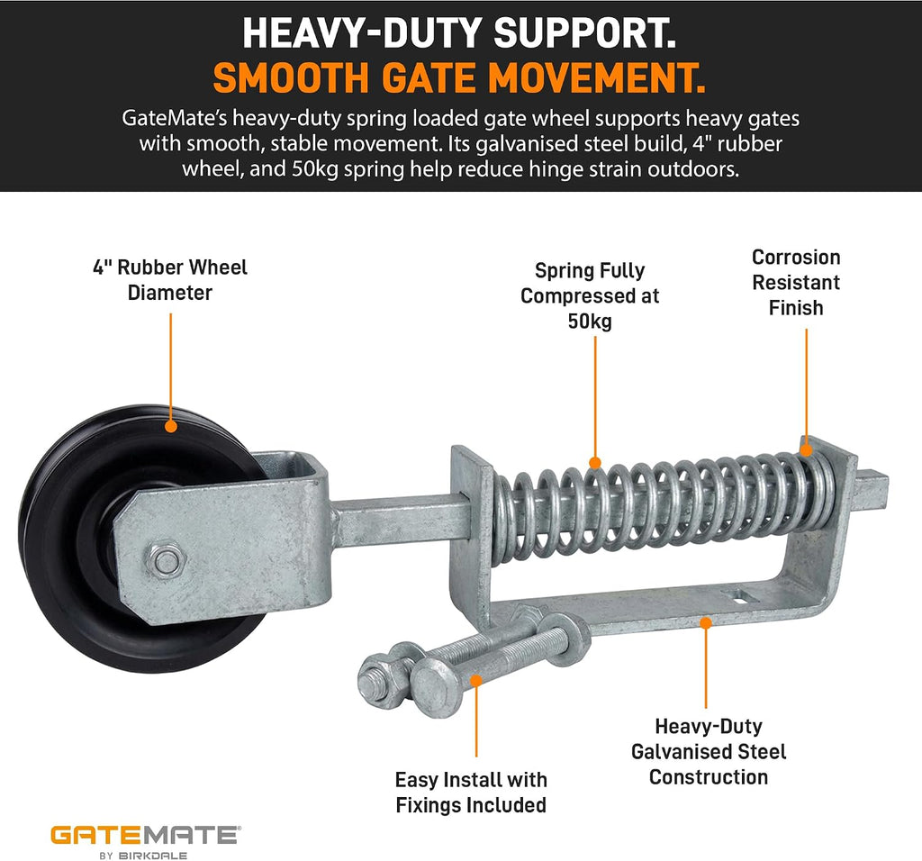 5813683 Spring Loaded Gate Wheel | 14 1/2" (368mm) Galvanised | Heavy-Duty Gate Support with Smooth Operation |