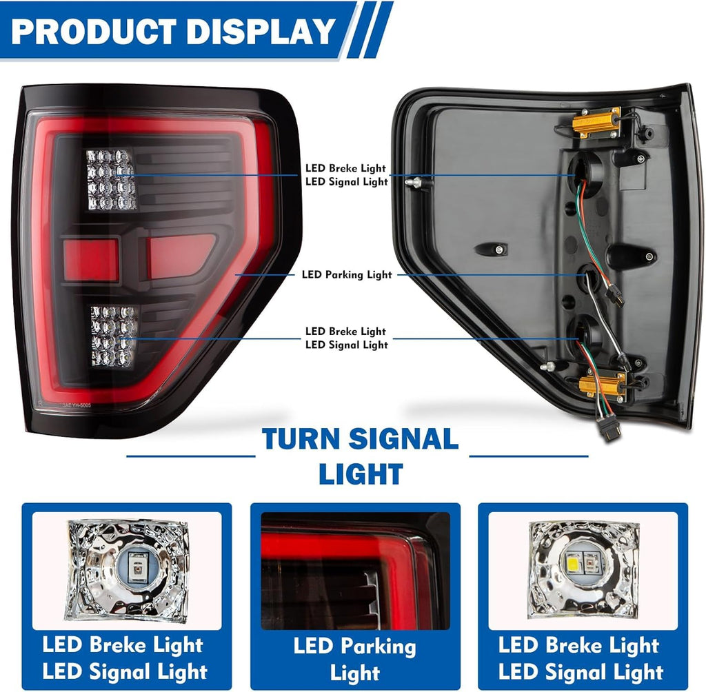 LED Tail Lights Assembly Compatible with 2009-2014 Ford F150