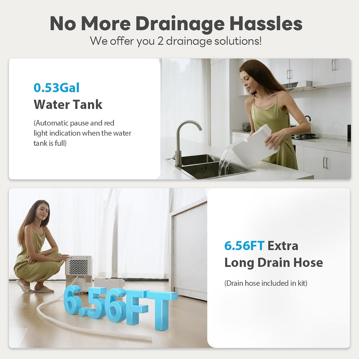 2500Sq.Ft Dehumidifier,34Pint Dehumidifiers for Home, Quiet Dehumidifier for Basement, Bedroom, Bathroom,6.56FT Drain