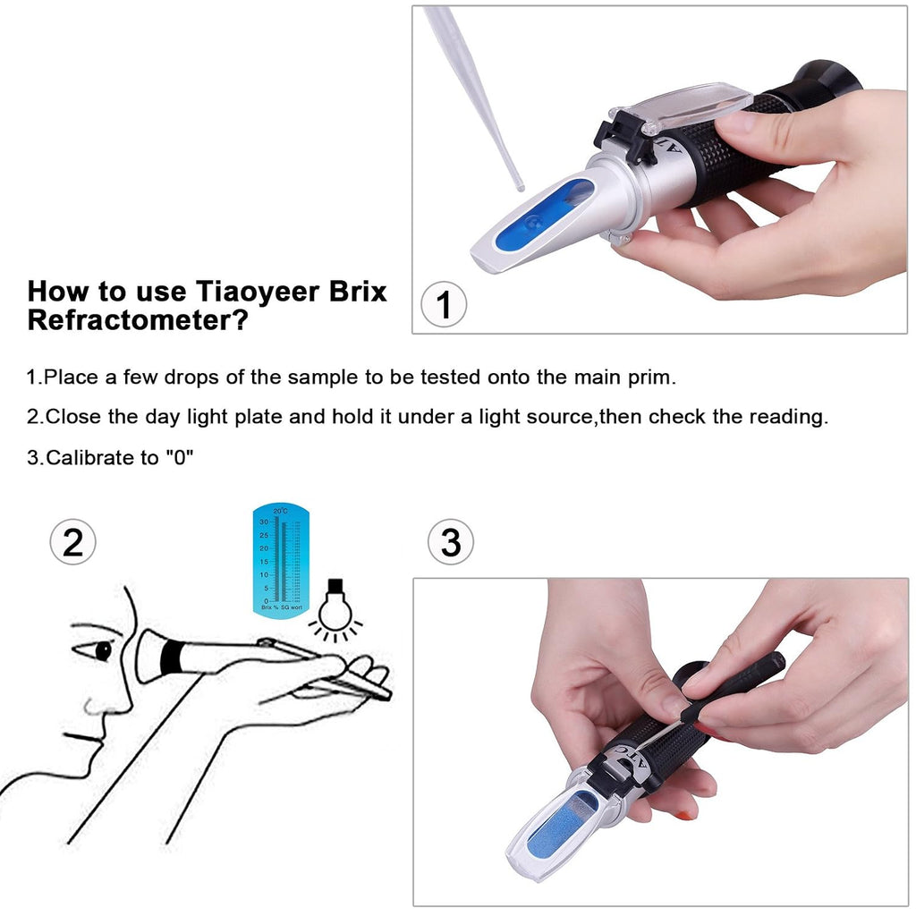 Brix Refractometer with ATC - Tiaoyeer Digital Handheld Refractometer for Beer Wine Brewing, Dual Scale-Specific