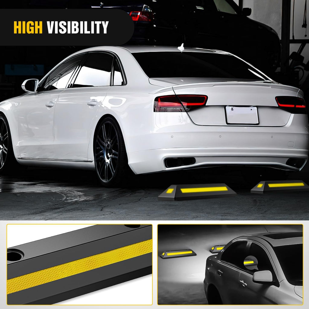 Rubber Parking Curb Wheel Stop for Garages and Driveways, 1-Pack | Heavy Duty Parking Block, Helps Guide Cars, SUVs