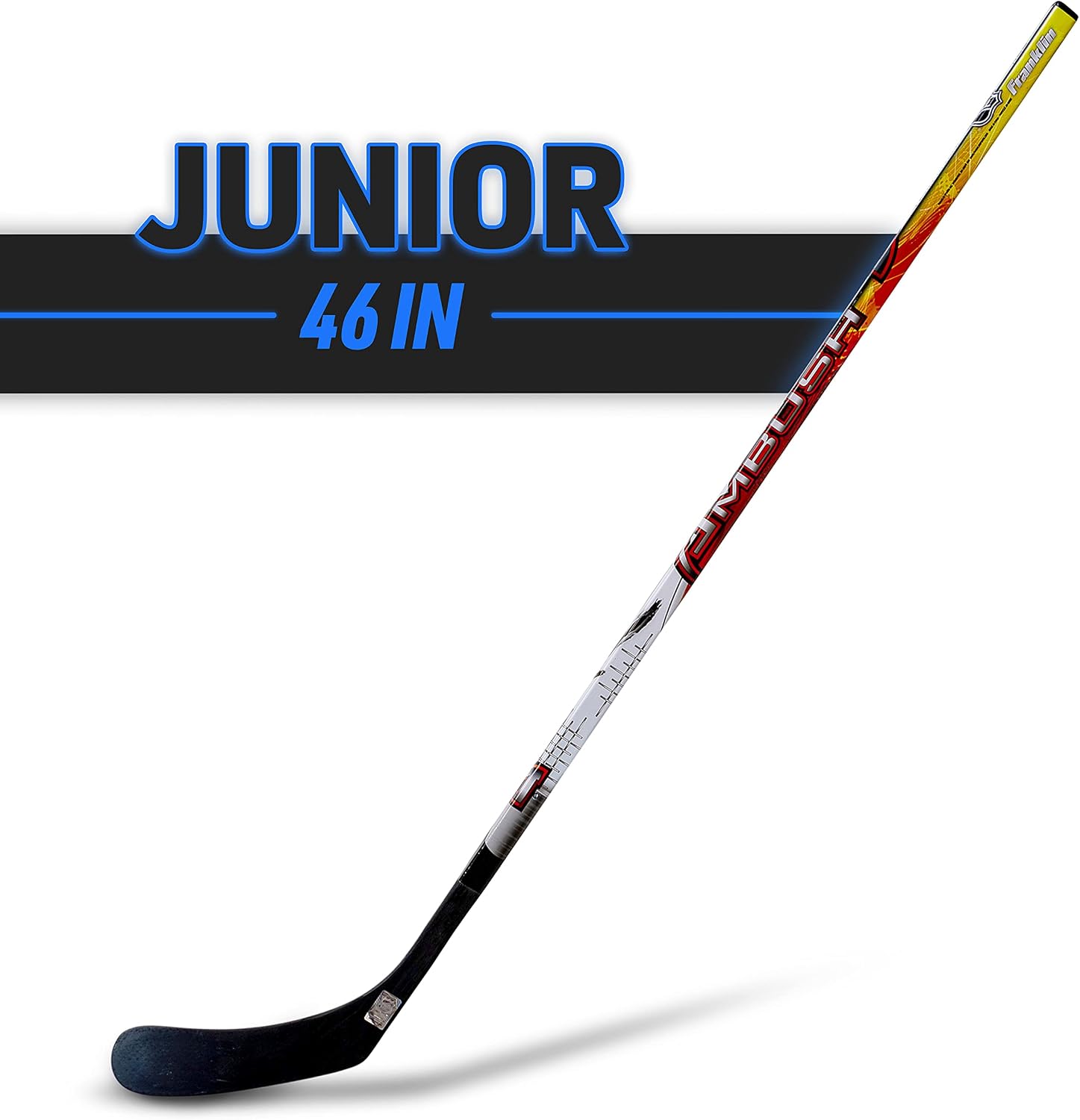 Street Hockey Sticks - Ambush Junior Street Hockey Stick - Wood and Fiberglass Shaft - ABS Blade - One Piece Stick