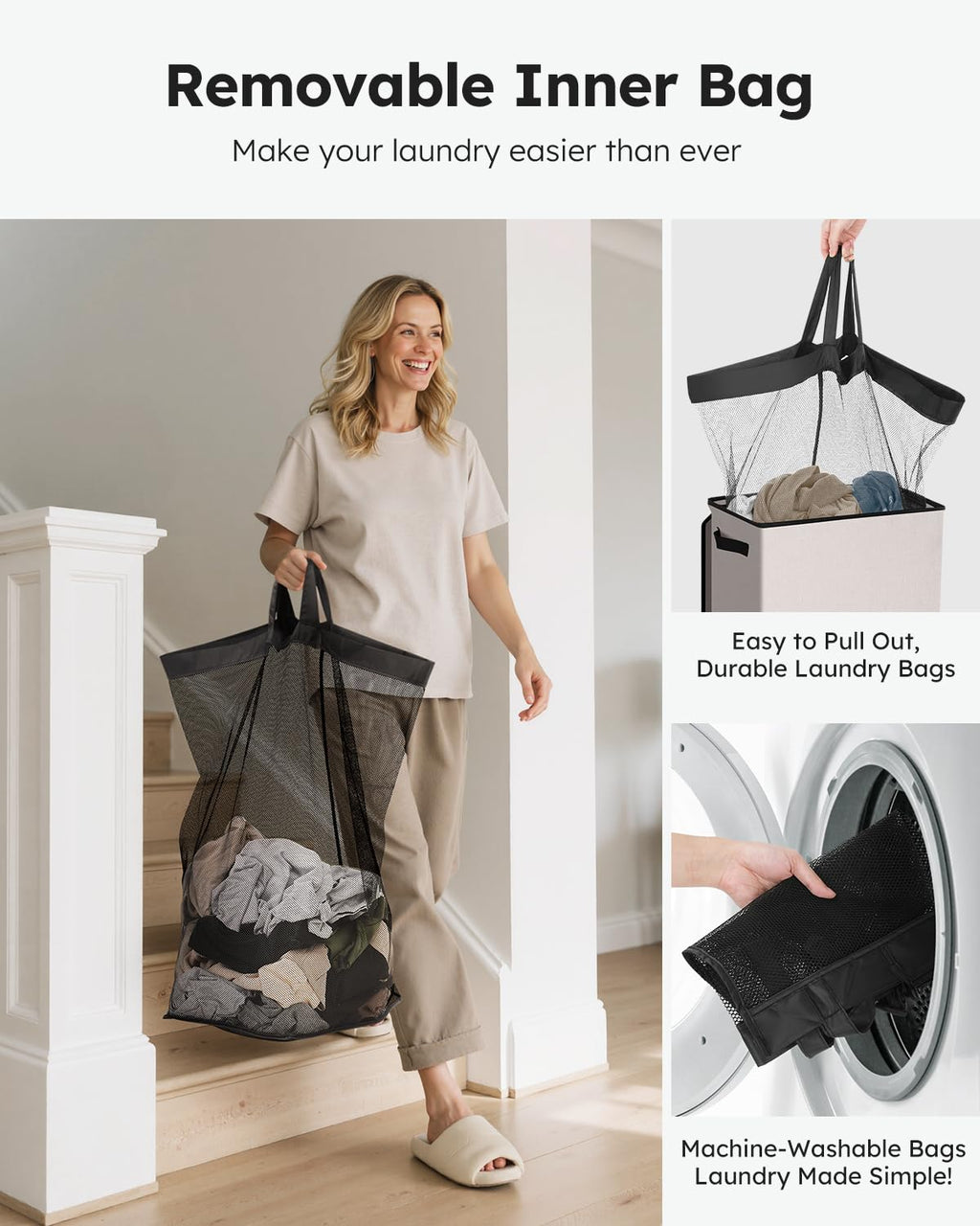 90L Laundry Hamper with Lid, Large Collapsible Laundry Basket