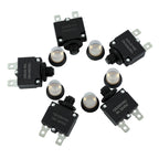 Tiwerlfe 5pcs Push Button Reset 5A 10A 15A 20A 30A Circuit Breakers with Automatic Reset 32VDC,AC125-250V with Quick Connect Terminals