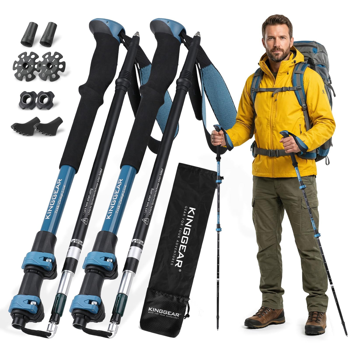 Hiking Poles 9.7oz 7075 Aluminum Adjustable 2-Pack