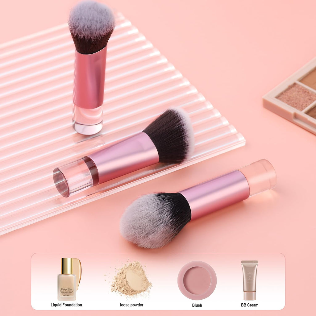 Foundation Contour Powder Brush Set, 3PCS Premium Travel Kabuki Mini Brush