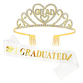 Gold Graduate Crown and Sash - Congratulations Grad Party Decorations 2026- Women's Grad Tiara and Sash