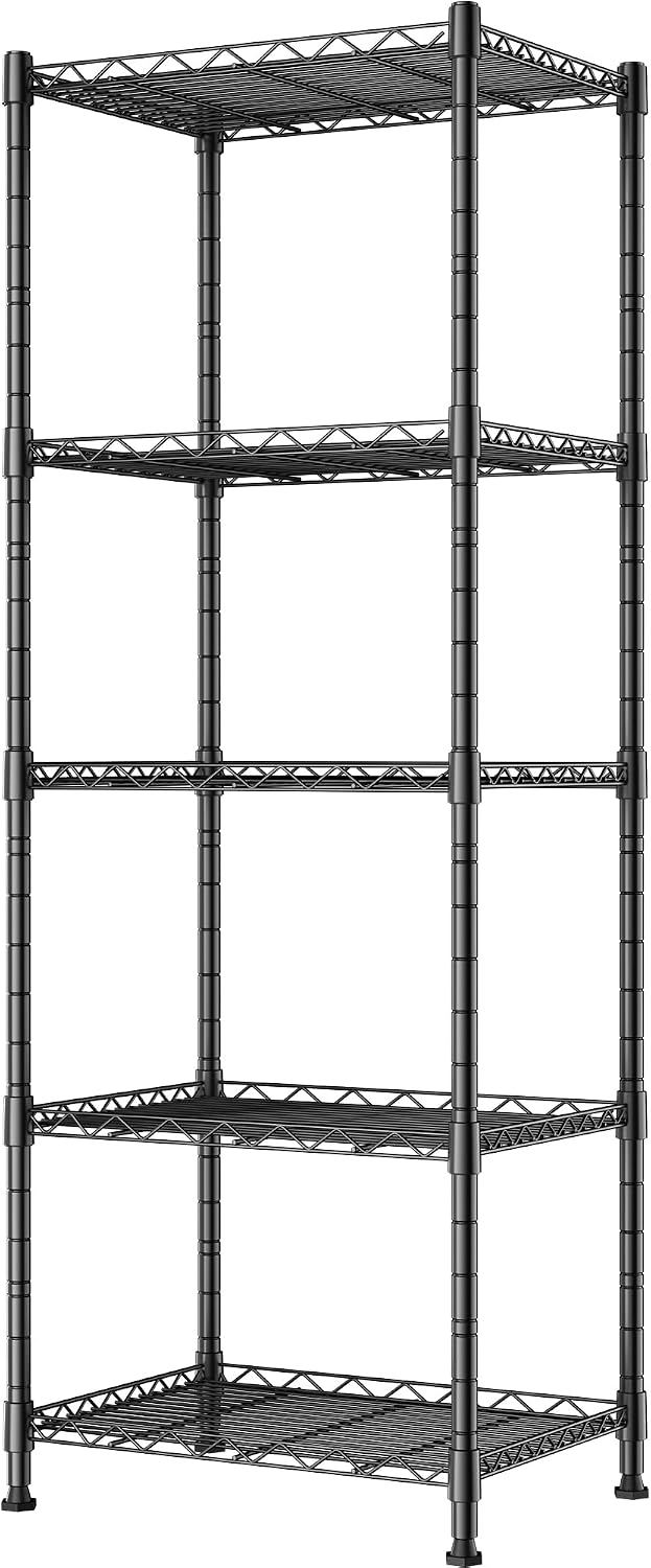 5-Wire Shelving Metal Storage Rack Adjustable Shelves,Standing Storage Shelf Units for Laundry Bathroom Kitchen