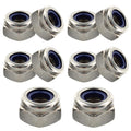 10PCS Stainless Steel 304 Lock Nuts, M10-1.5 Nylon Insert Hex Lock Nuts
