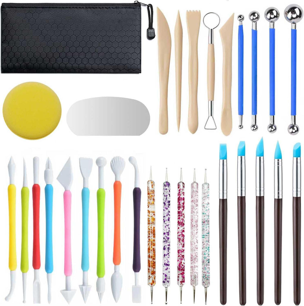 31pcs Clay Tools,Pottery Tools Kit,Air Dry Clay Tools,Polymer Clay Dotting Tools,Ceramic Supplies for Kids and