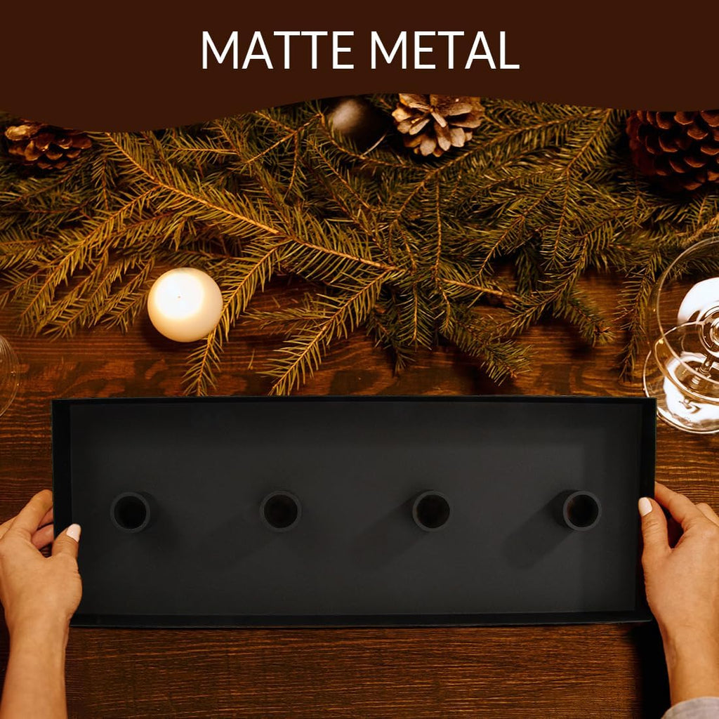 Matte Black Iron Advent Candle Holder, 4 Candlestick Seats