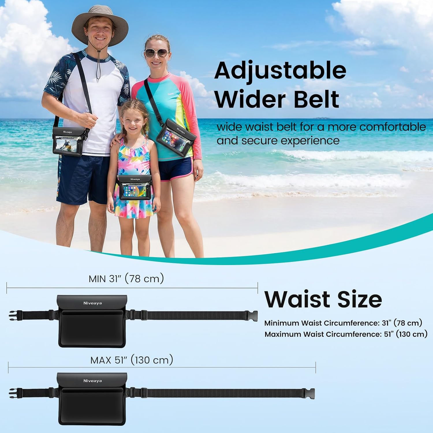 IPX8 Waterproof Fanny Pack, Waterproof Pouch Dry Belt Bag for Beach, Kayaking, Swimming, Boat Travel Cruise