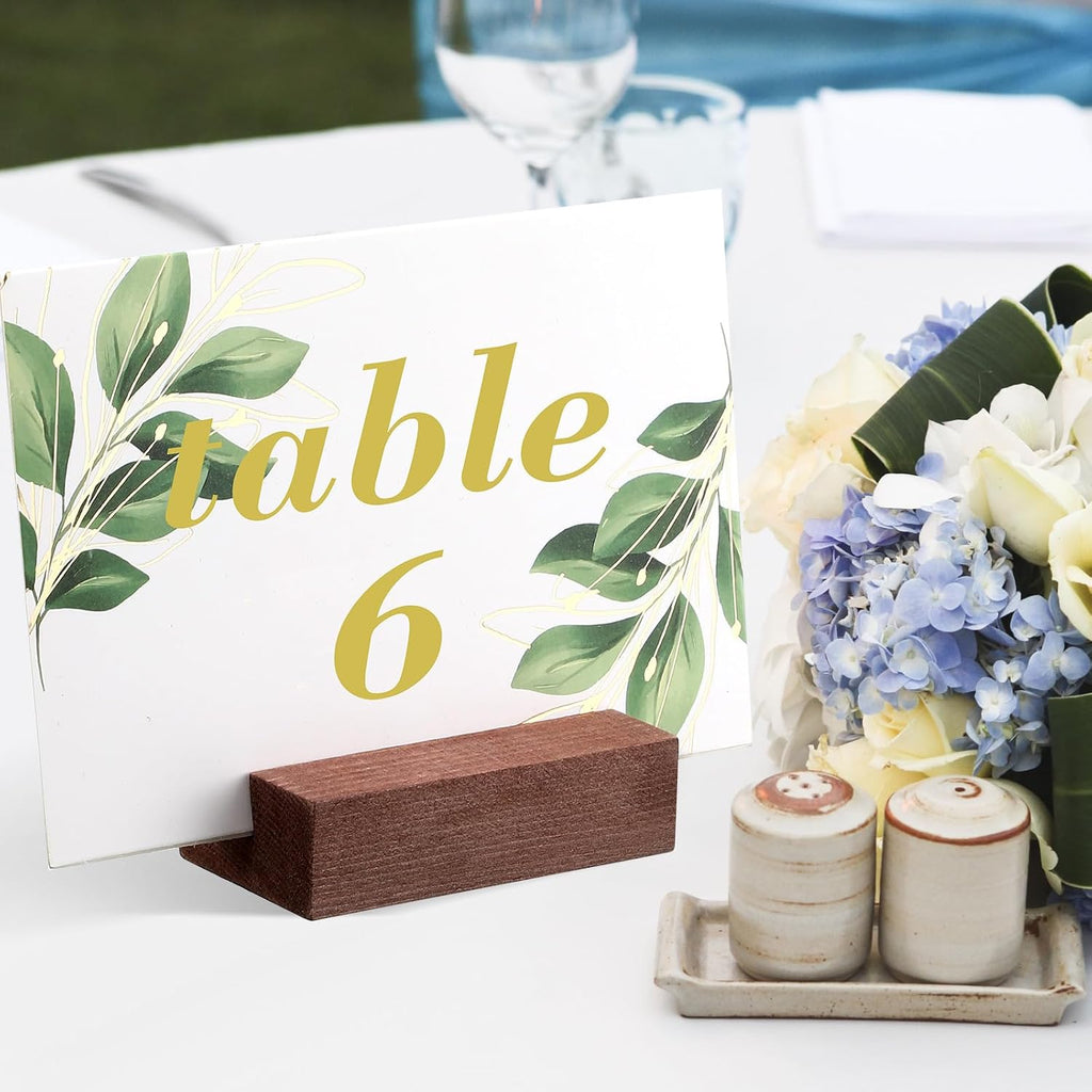 12 Pcs Wood Place Card Holders Wooden Table Number Holder Stands Name Card for Wedding Party Events Exhibition