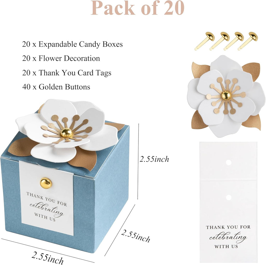 20 PCS Favor Boxes, Dusty Blue Candy Boxes 2.55x2.55x2.55
