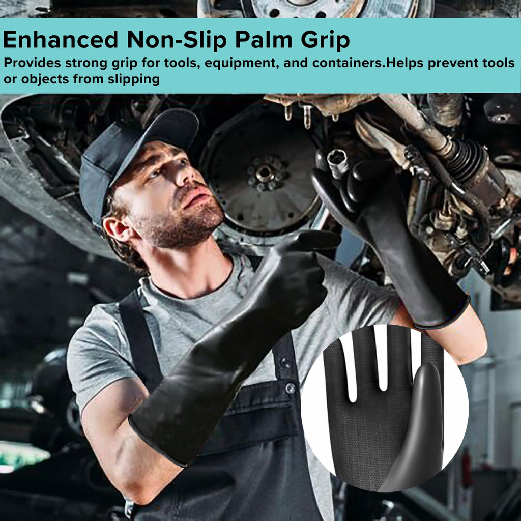 Heavy Duty Chemical Resistant Latex Gloves,18-Inch,Medium,1 Pair